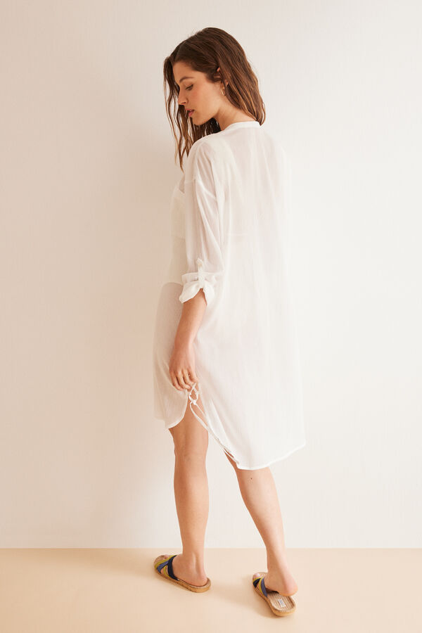 Womensecret Playera de dormir 100% algodón blanca estampado