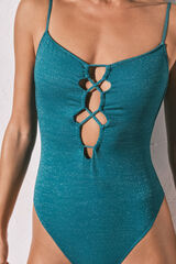 Women'secret Traje de ba&ntilde;o bandeau con brillo azul azul