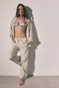 Women'secret Pantal&oacute;n largo de lino blanco