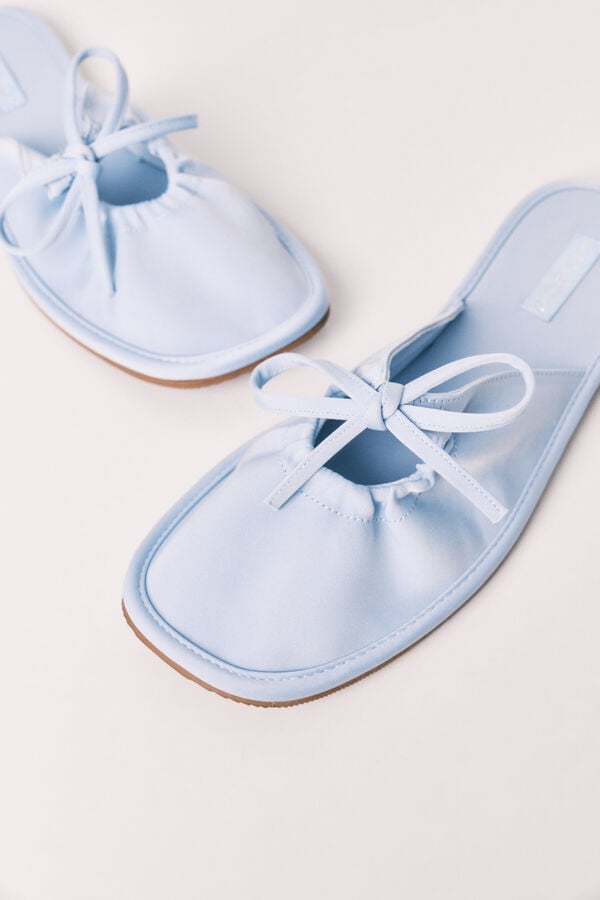 Women'secret Pantunflas de sat&eacute;n azul marino azul