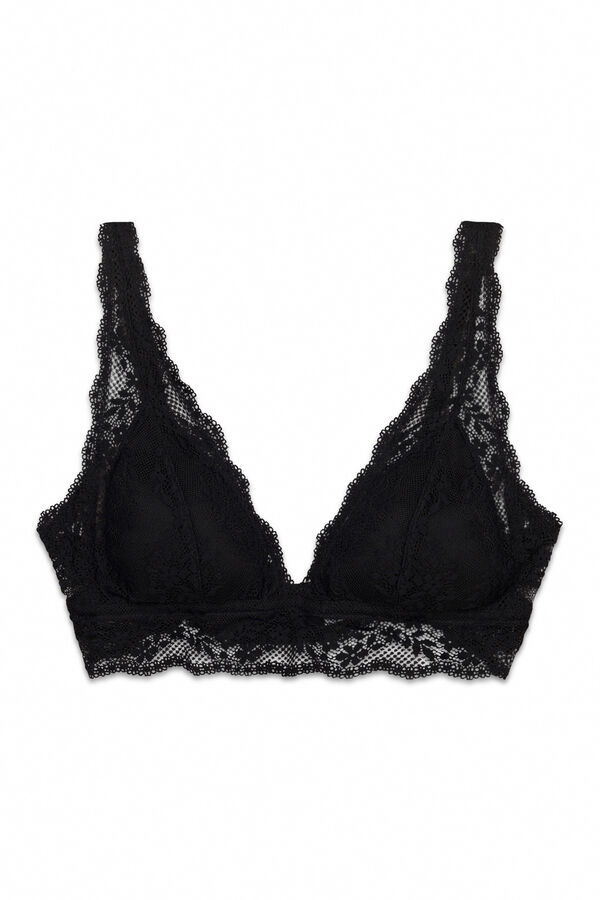 Women'secret Brasier triangular relleno de encaje negro FANTASTIC negro