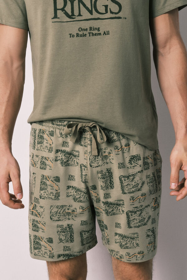 Women'secret Pijama corta de hombre de algod&oacute;n Lord of the Rings kaki