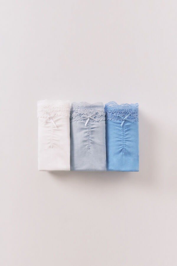 Women'secret Pack de 3 panties clásica de encaje de algodón  blanco