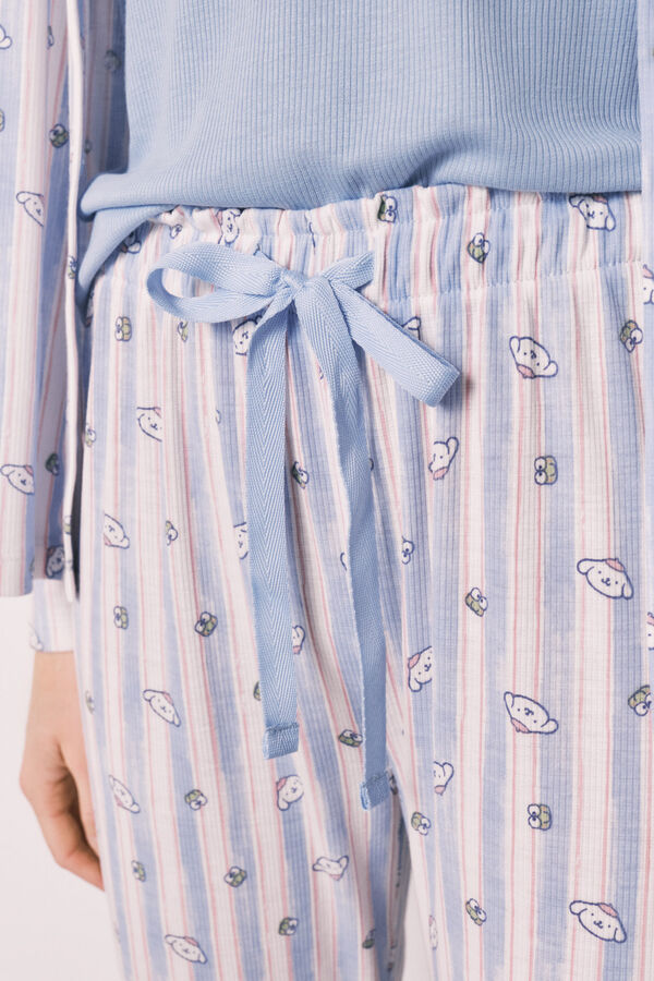 Women'secret Set de pijama a rayas y top azul azul