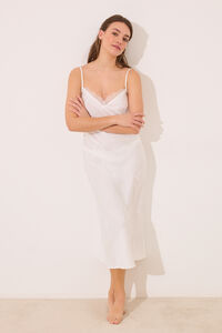 Womensecret Camisón midi satín blanco marfil