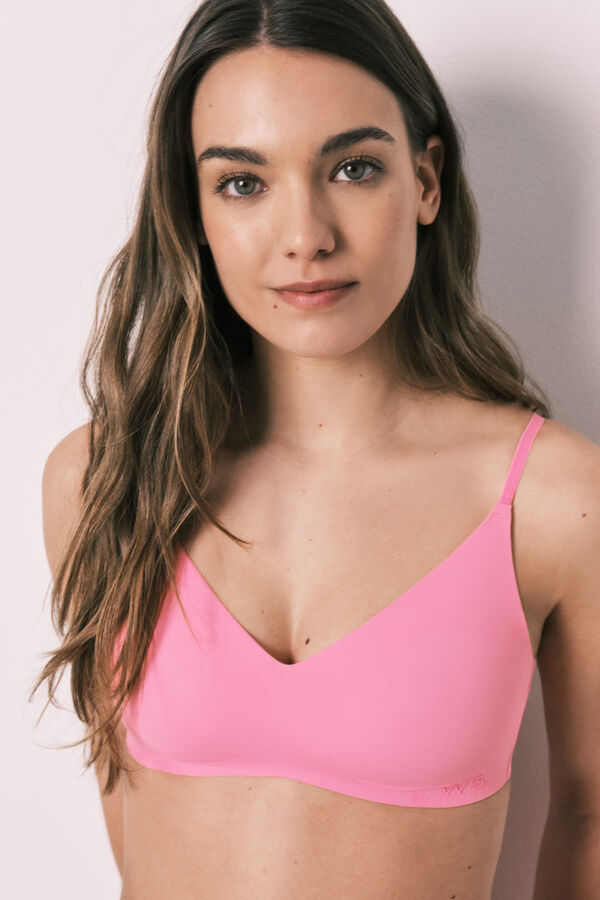 Women'secret Top triangular liso corte limpio coral coral