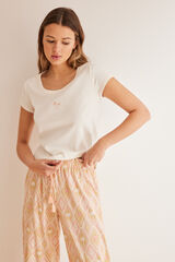 Womensecret Pijama pantalon estampado palmas marfil