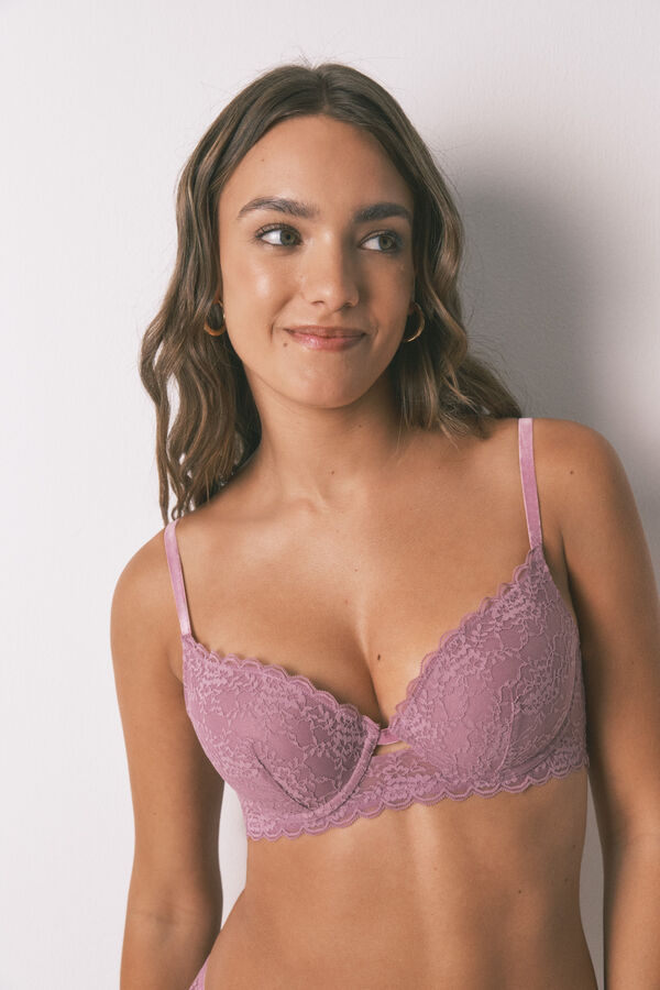Women'secret Brasier GORGEOUS push-up de encaje rosa rosa