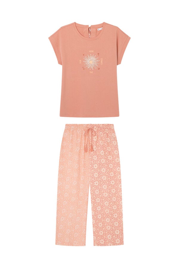 Womensecret Pijama 100% algodón rosa capri  rosa