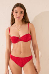 Womensecret Panty de bikini brasileña rojo bordado rojo