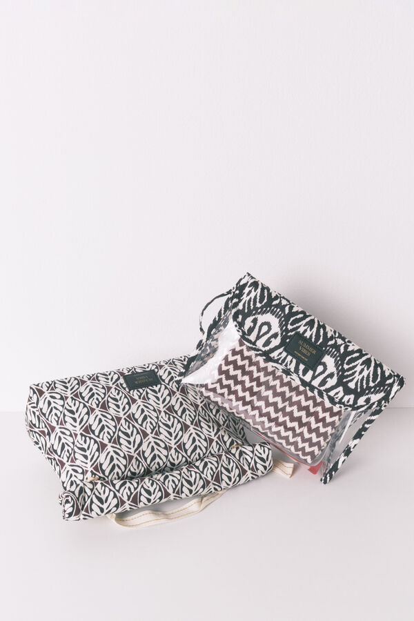 Womensecret Neceser grande acolchado con estampado de hojas  estampado