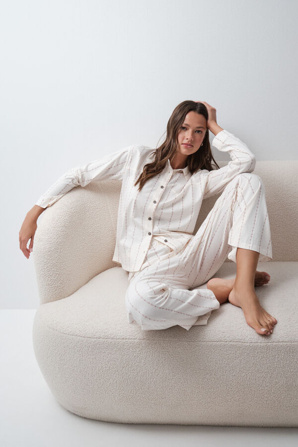 Women'secret Pijama larga camisera cowboy marfil