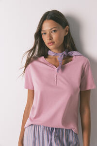 Women'secret Playera de manga corta de algodón cepillado rosa