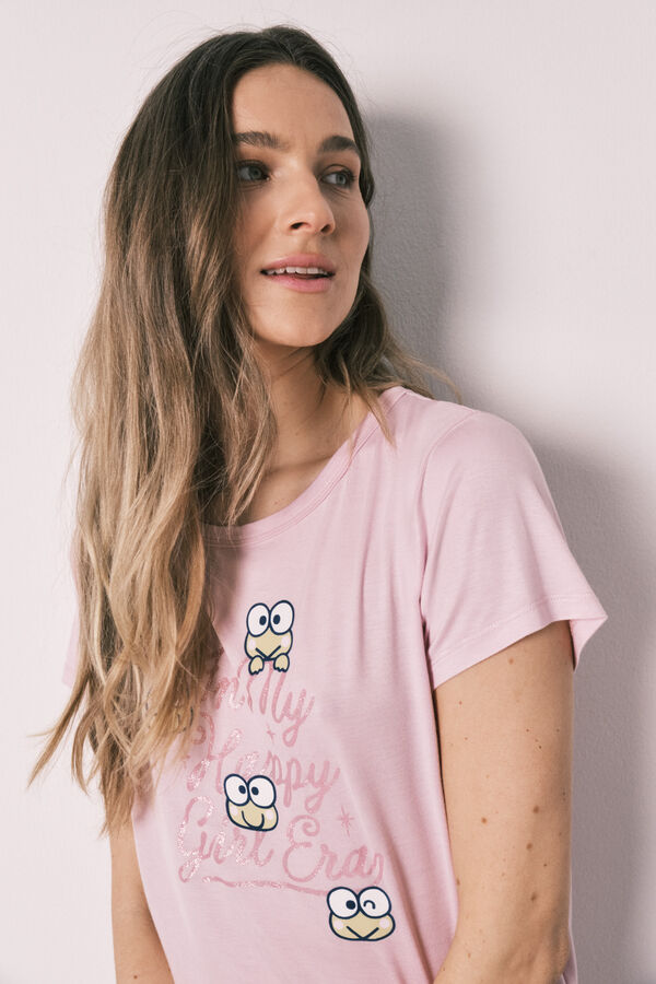 Women'secret Pijama larga Keroppi Patchwork rosa