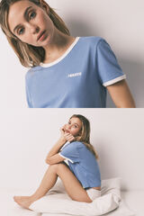 HI&BYE Playera lisa de manga corta de 100% algod&oacute;n azul azul