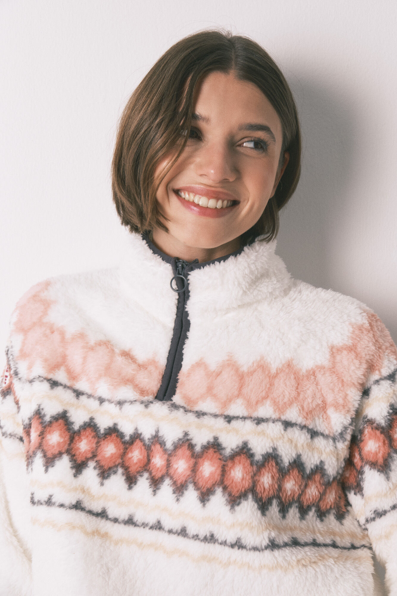 Women'secret Pijama larga polar suave estampado fair isle