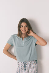 Womensecret Playera de manga corta verde 100% algodón verde