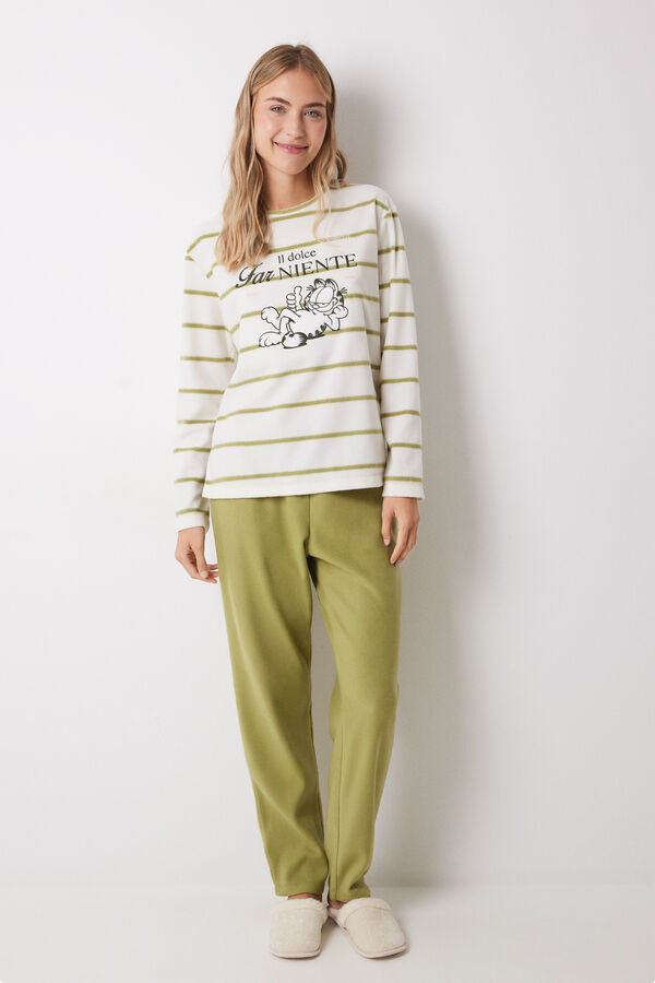Womensecret Pijama larga de forro polar de Garfield marfil