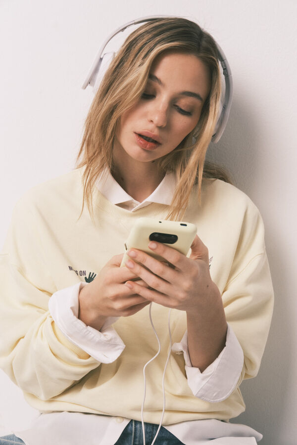 HI&BYE Sudadera corta lisa de felpa de algod&oacute;n amarilla amarillo