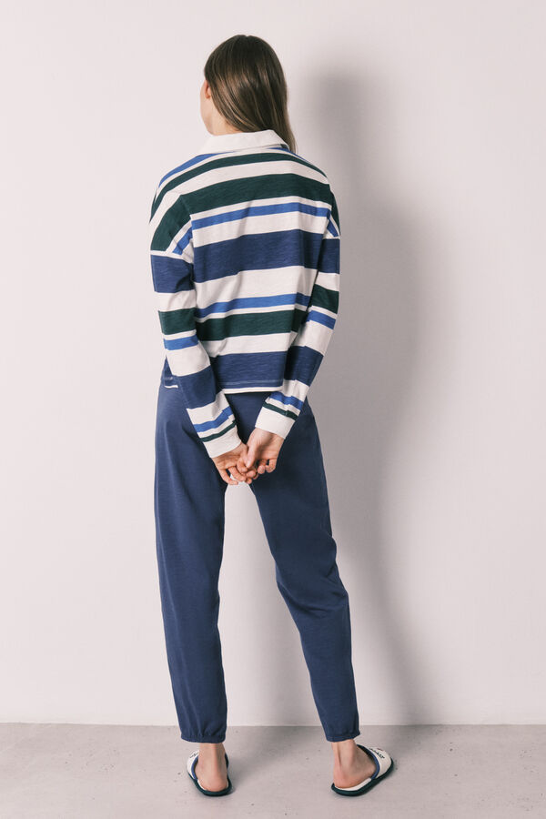 Women'secret Pijama larga Hello Kitty polo de algod&oacute;n a rayas estampado