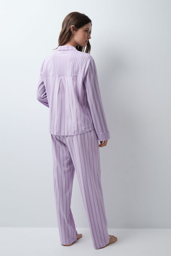 Women'secret Pijama larga camisera de rayas lila estampado
