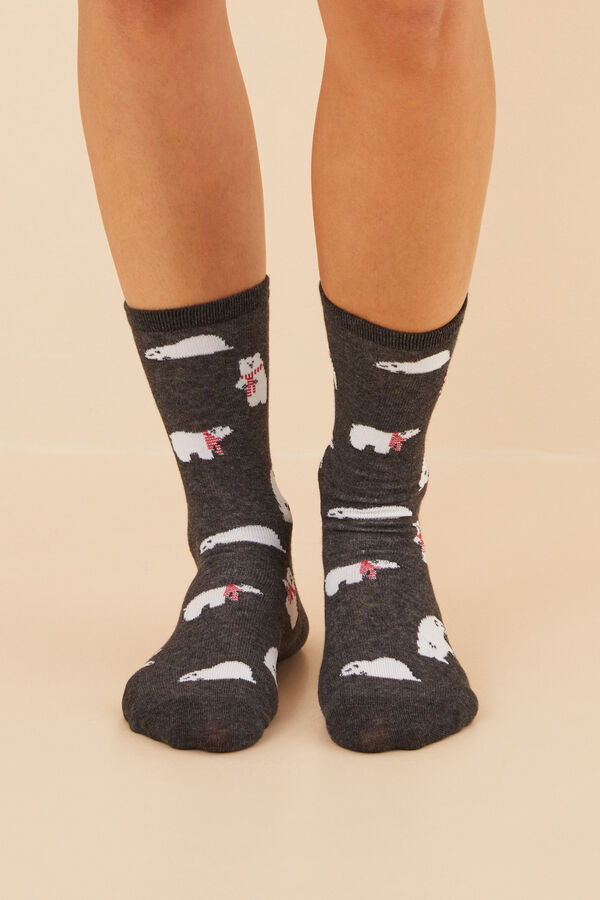 Womensecret Pack 3 calcetines algodón grises gris