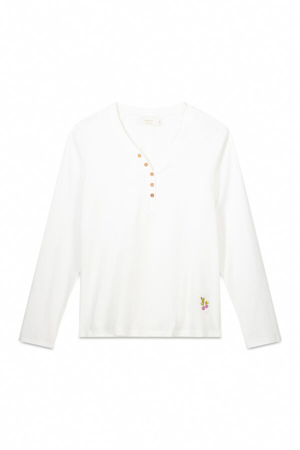 Womensecret Playera manga larga 100% algodón color blanco marfil