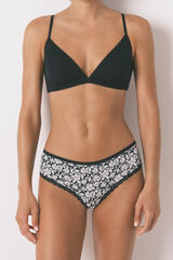 Women'secret Panty brasileño ancha con microfibra estampada negra negro