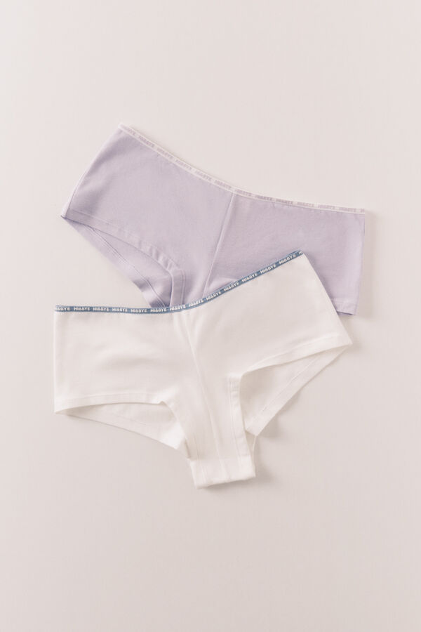 HI&BYE Pack de 2 panties b&oacute;xer morado y blanco blanco
