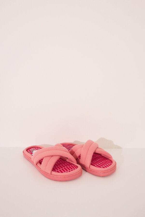 Womensecret Pantuflas para casa con relleno rosas de Snoopy rosa