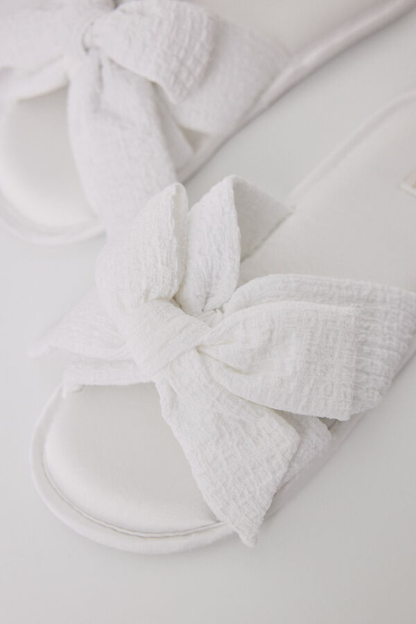Womensecret Pantuflas casa satín lazo marfil