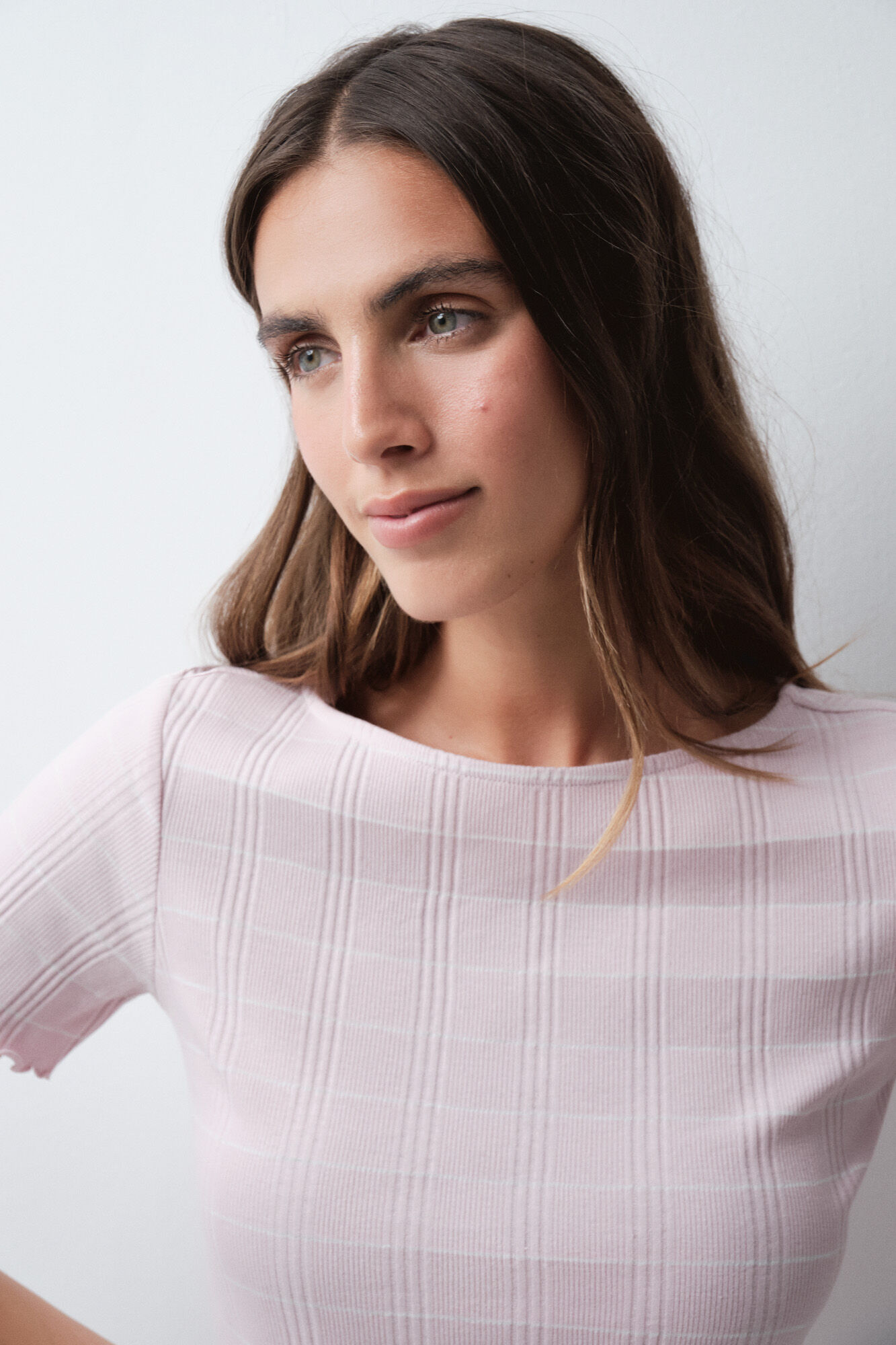 Women'secret Pijama larga de manga corta de algod&oacute;n a rayas rosa