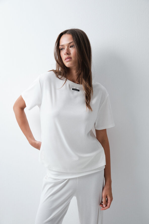 Women'secret Pijama larga tipo lounge blanca blanco