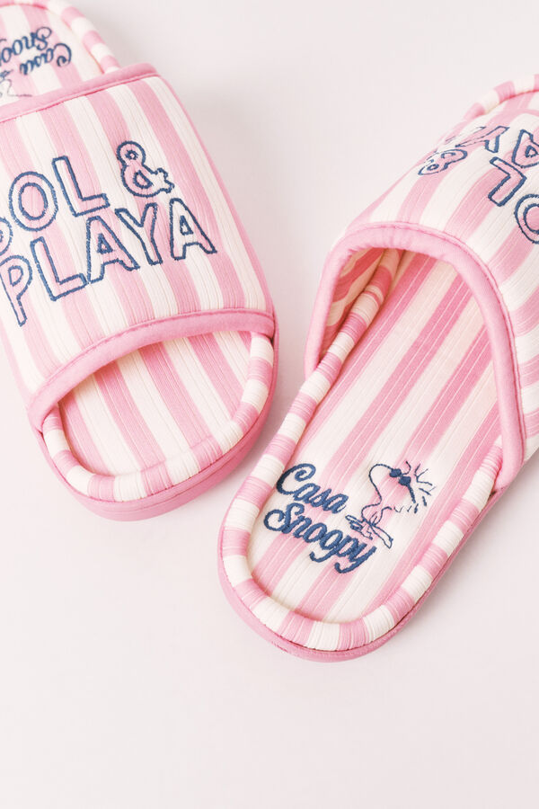 Women'secret Pantunflas de rayas rosas estampado
