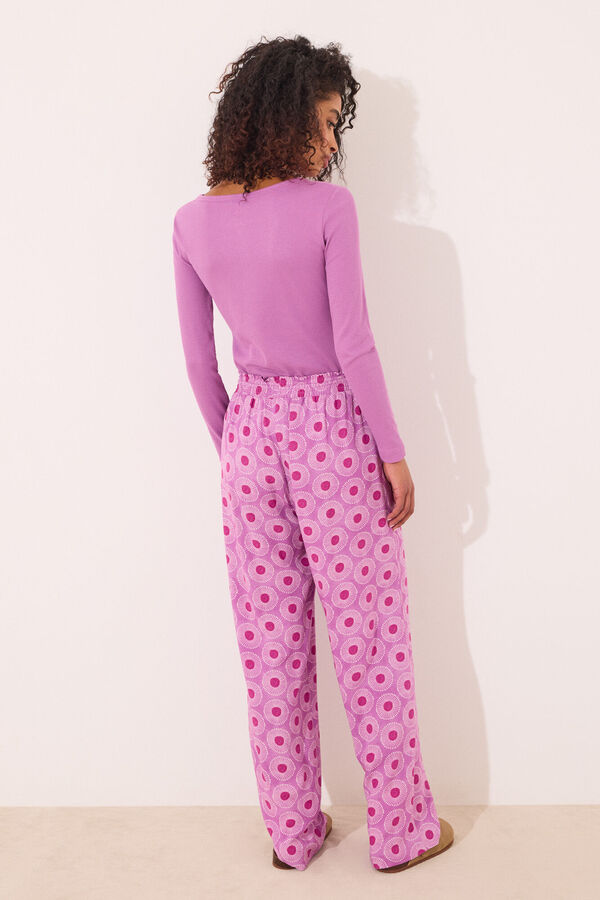Womensecret Pantalón largo de viscosa con estampado geométrico estampado