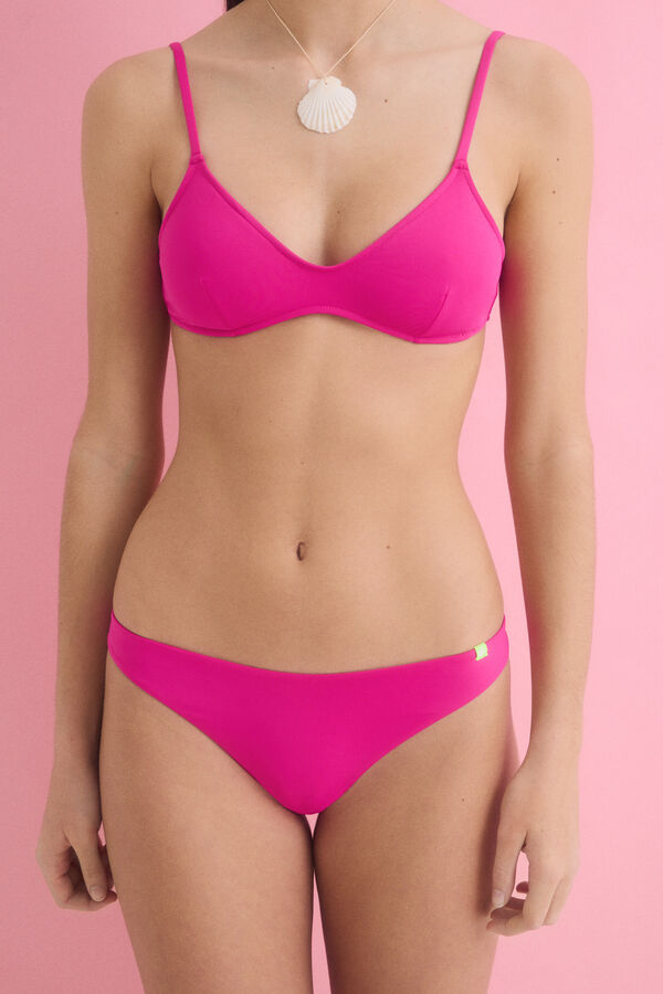 Womensecret Panty de bikini brasileña con fruncido rosa fucsia