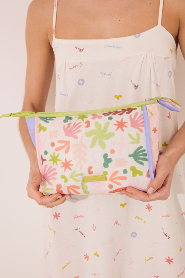 Womensecret Neceser mediano con hojas multicolor estampado