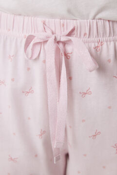 Womensecret Pijama capri 100% algodón blanco y rosa marfil