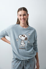 Women'secret Pijama larga Snoopy polar azul