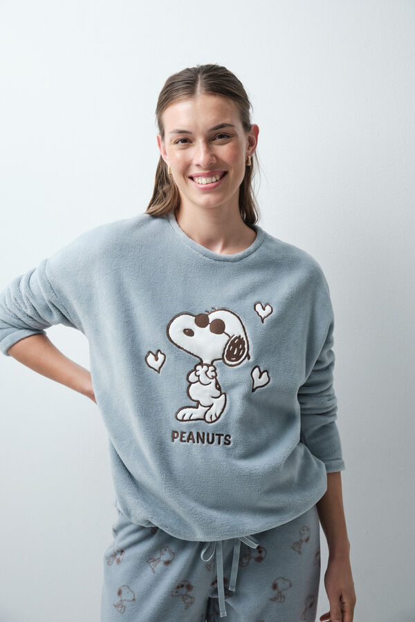 Women'secret Pijama larga Snoopy polar azul
