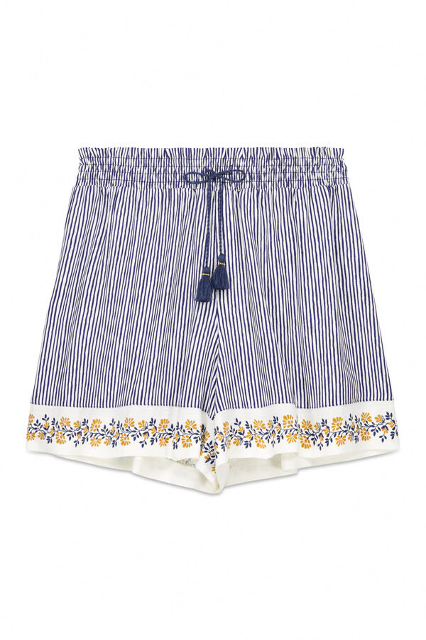 Womensecret Pantalón estampado de rayas con cenefas estampado