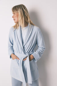 Women'secret Bata midi de terciopelo azul brillante