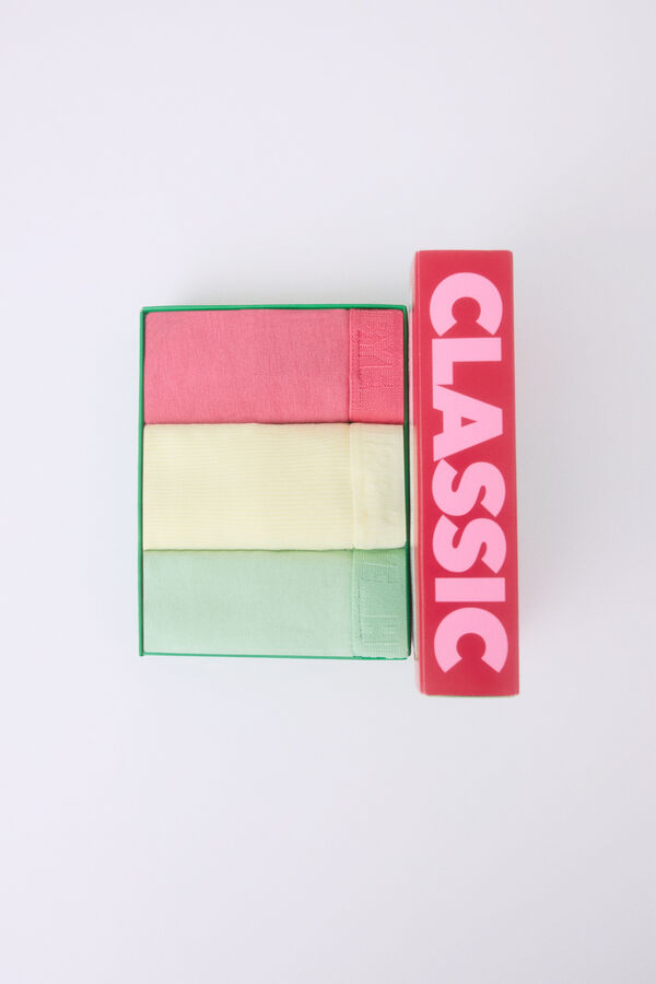 Womensecret Pack 3 bragas clásicas rosa, amarillo, verde blanco
