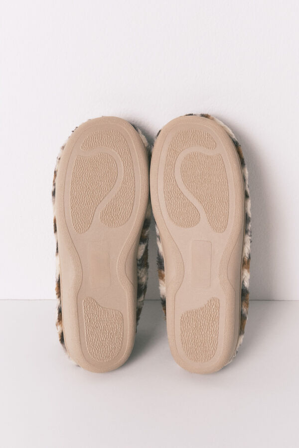 Women'secret Pantuflas para casa de borrego con estampado animal  estampado