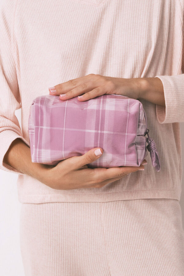 Women'secret Neceser con estampado de cuadros rosa mediano rosa