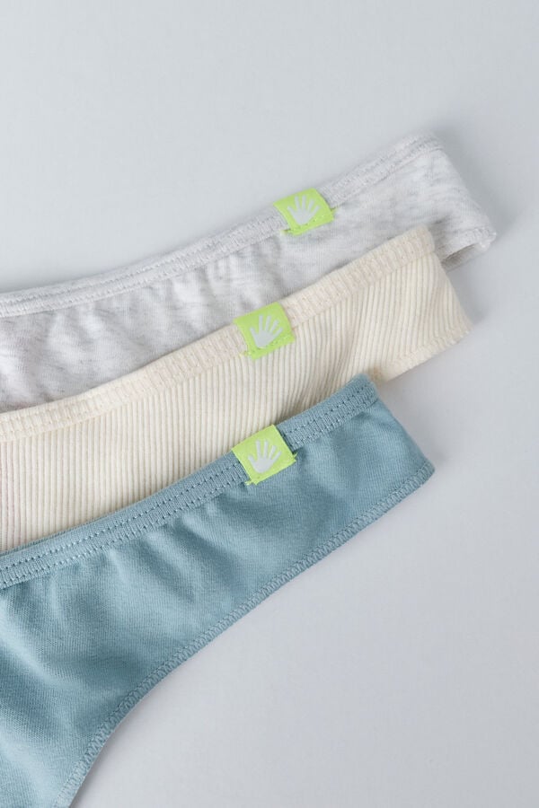 HI&BYE Pack de 3 tangas amarillas, verdes y grises turquesa