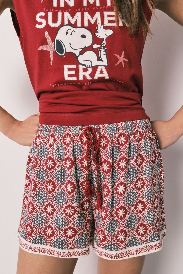 Women'secret Pijama corta sin mangas de algod&oacute;n Snoopy rojo
