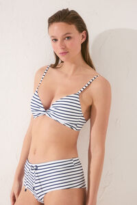 Womensecret Panty de bikini boxer con rayas de color azul marino 