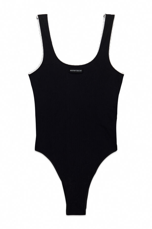 Women'secret Body sin costuras acanalado negro negro