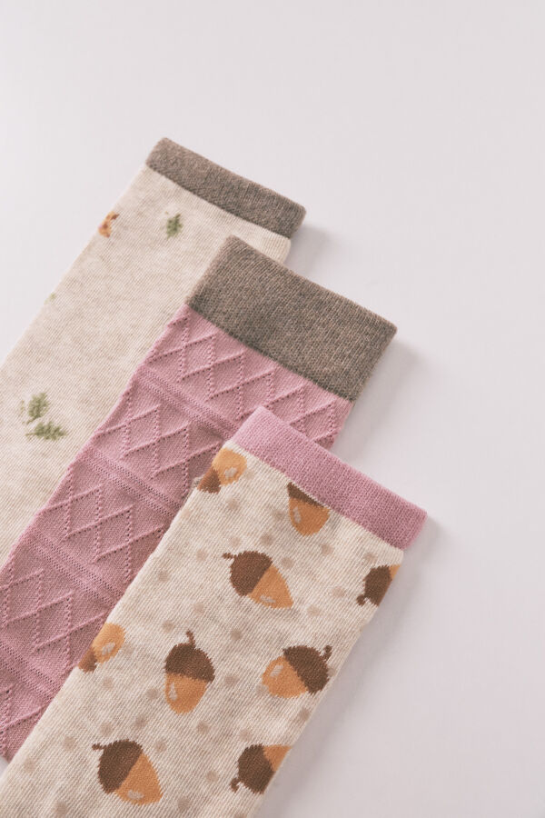 Womensecret Pack de 3 calcetines largos de ardilla  estampado